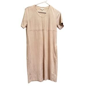 Joh Faux Suede Sheath Neutral Linen Dress